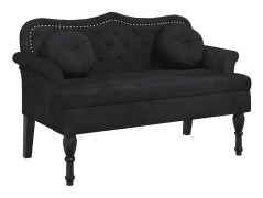 Bänk med kuddar svart 120,5x65x75 cm sammet