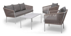 Hillerstorp, Lersund soffgrupp vit/beige aluminium