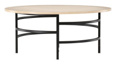 VENTURE DESIGN Copenhagen soffbord, runt - vitkalkad MDF och svart metall (Ø100)