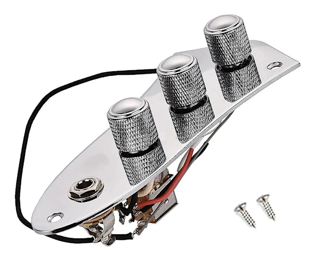 Förmonterad kontrollplatta för jazzbasgitarr, laddad J-bas kontrollpanel med kabelhärva Push Pull