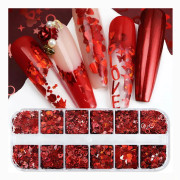 3 st Alla hjärtans dag Hjärta Glitter Paljetter för Nagelkonst Fjäril Hjärta Berlocker Julnaglar Urholkade Flakes Hjärta
