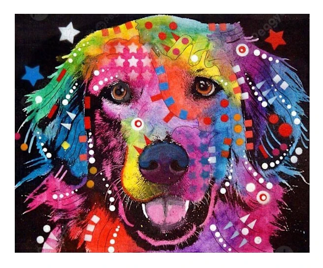 Diamantmålning - hund multifärg