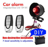 12V Billarm Säkerhetssystem Ljud Siren Alarm med 2 Fjärrkontroller Stöldskydd Envägs Billarm System Inbrottslarm GuanGuan