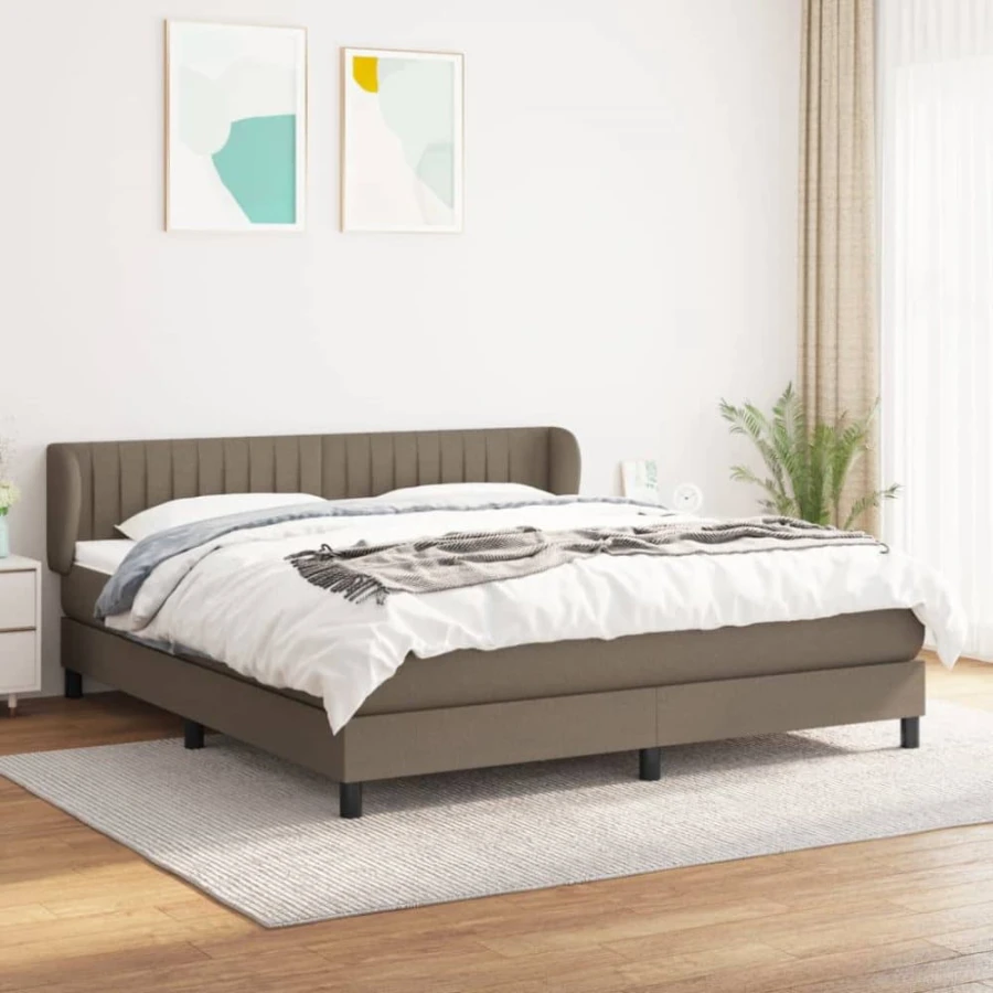 Ramsäng med justerbar huvudgavel och pocketresårmadrass | Färg: Taupe | Storlek: 160x200 cm