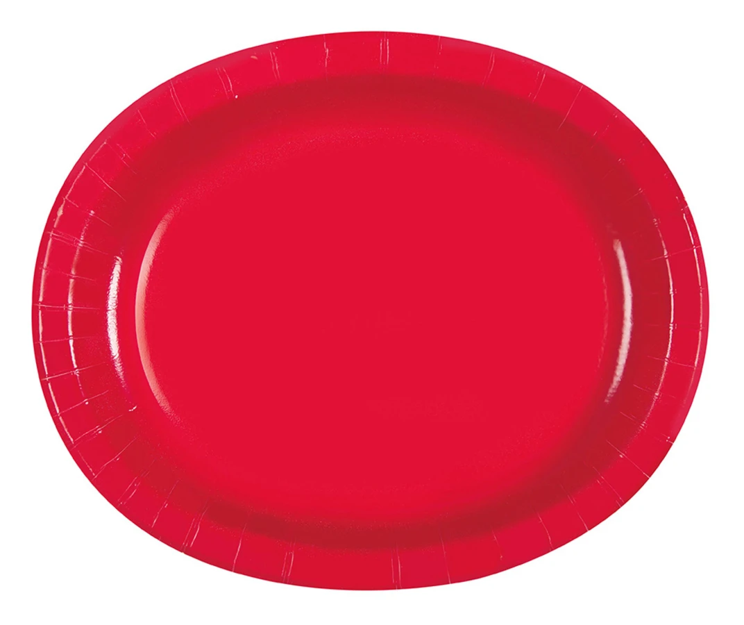 Pappersfat Oval Röd - 8-pack