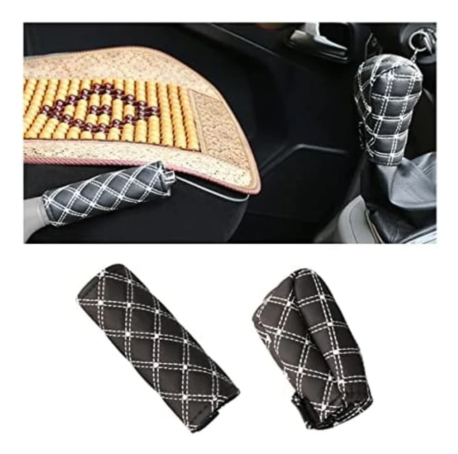 2 st Auto Konstläder Växelspaksknopp Handbromsskydd Ärm Bilmonterade Växelspakskragar Handbromsskydd för Bil