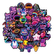 100 st Neon Klistermärken Vattentäta Vinyl Graffiti Klistermärken för Laptop, Vattenflaska, Kindle, Resväska, Cykel, Anteckningsböcker,