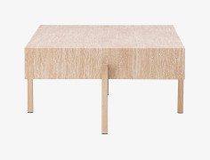 VIND COLLECTION Vadholmen soffbord, rektangulärt - vit MDF med travertin-look och stål (82x126)