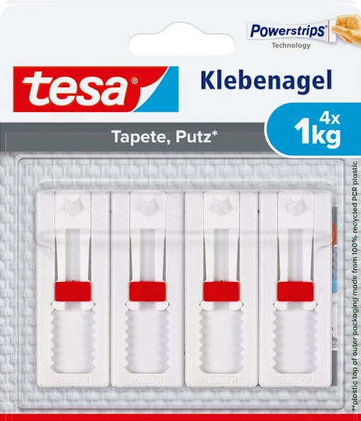 tesa 77774 Självhäftande Väggspik, Vit, 4 kg