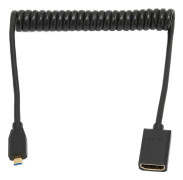 HD Multimedia Interface-kabel Micro till Hona 8K 60Hz 48Gbps Spiral Videoadapterkabel för Surfplatta TV Kamera