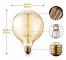 Set med G125 King Size Globe Vintage Edison, 40W E27 Gammaldags - Industriell - Dimbar - Dekorativa Glödlampor, 2-pack