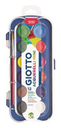 Kartong gouache - GIOTTO - Acquerelli Mini - 12 pastiller - Pensel ingår - Diverse färger