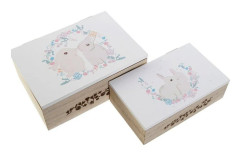 Uppsättning med Dekorativa Lådor DKD Home Decor Trä MDF (17 x 12 x 6 cm)