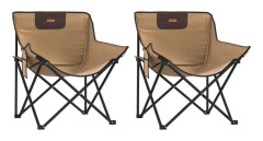 Campingstolar med ficka fällbar 2 st brun