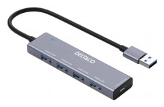Deltaco USB-A hub - 4x USB-A Female USB Hub - USB 3.0 - 4 porte - Silver