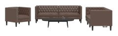 Soffgrupp Chesterfield 3 delar - Elegant och bekväm soffgrupp | Färg: Brun | Material: Konstläder
