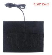 7 Storlekar USB Värme Kolfiber Värmeplatta Uppvärmd Jacka Rock Svart 20*15cm