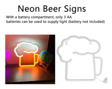 Öl Neon Skylt LED Neon Väggdekor Gul Vit Öl Bar Klubb Sovrum Neon Skylt för Bar Klubb Strandbutik Jul Födelsedagsfest 30 cm X 29 cm