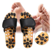 Fotmassage Tofflor, Röd/Svart Kraftfull Natursten Fötter Akupunktmassage Sandaler Akupressur Shiatsu Valv Smärtlindring Tofflor Skor för Män Kvinnor