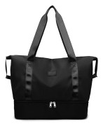 Reseväska med Rullvagnsfodral 30L Weekendväska Torr & Våt Separering black