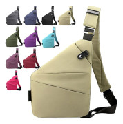 Stöldskyddsväska för kvinnor, Stöldskyddsväska, Stöldskyddsväskor för kvinnor, Stöldskyddsväska för resor Khak Khaki Right Shoulder