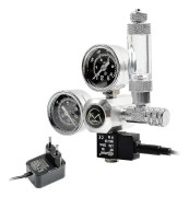Akvarium CO2-regulator med 12V-adapter, tryckreducerare för akvarium, dubbel tryckmätare inklusive bubbelräknare och backventil, W21.8-gränssnitt