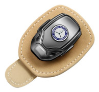 Passande för Benz Car Sunglasses Holder, Läder Glasögonhållare för A C E S GLK CLA GLA GLC GLE CLS SLK AMG, Glasögonhållare för Bil Solskydd khaki