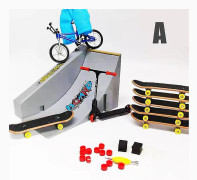 Tech Finger Skateboard Kit Finger Bike Bmx Mini Tvåhjulig Scooter Board Skate Fingers Sport Träning Rekvisita Ramp Skate Park Leksaker Pop [DB]