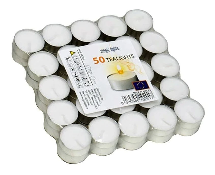 Set med levande ljus Magic Lights 50 Delar Vit