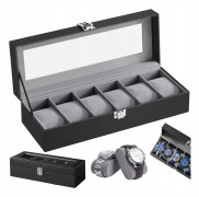 Klockbox med glasskydd Box för 6 klockor Organizer