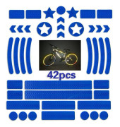 42 cykeldekaler (blå), cykelreflexer, motorcykelreflexdekaler, skoterreflexer