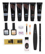 Nagelförlängningsverktyg Set UV Gel Fil Tip Bas Glitter Pulver Manikyrverktyg #B