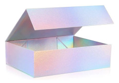 Magnetiska presentaskar med lock (1 st), 33x25x12 cm Stora presentaskar, holografiskt silver Lyx stark
