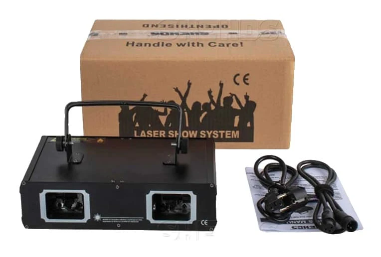Lasershow-system, Dubbelhuvudsscanner, RGB-färgblandning,scannerlampa 2 huvud, EU-kontakt