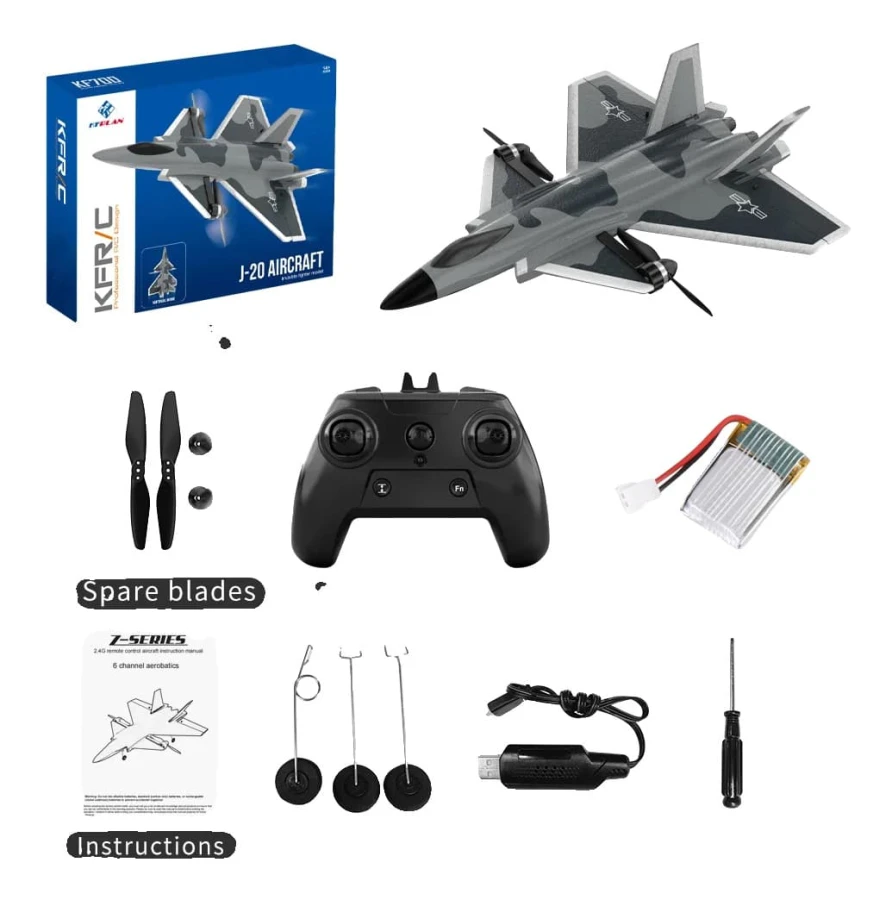 RC-flygplan, 6-kanals kontroll, kraftfulla borstlösa motorer,En batteri