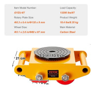 VEVOR Maskin Skate Dolly, 6000 kg Lastkapacitet, Konstruktionsstål,6T