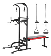 Funktionell Fitness Power Tower, Justerbara Höjder, Fällbar Bänk, Maximal Belastning 200 kg