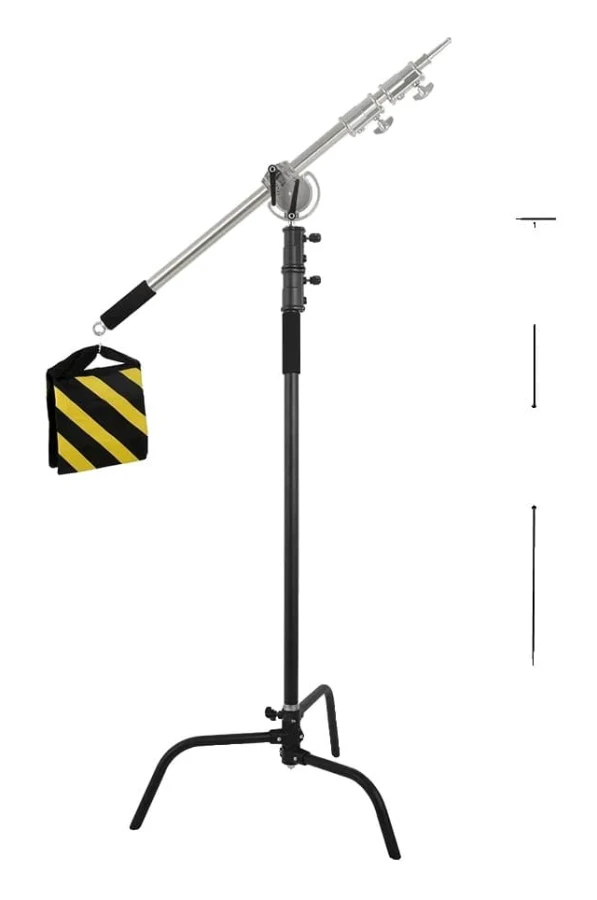 Professionell stativ, justerbar bomarm, lätt aluminiumkropp,330 svart kit 1