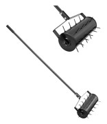 Rullande Gräsmatta Aerator-VEVOR-457,2 mm-Robust Manuell Gräsmatta Aerator med Avtagbart Handtag-27 Järnspikar-Svart