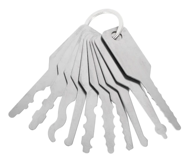 10 st nyckelämne nyckelverktyg professionellt nyckelämne rostfri stålkonstruktion (7,4X1,8 cm, silver)