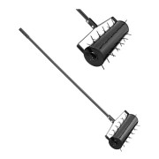 Rullande Gräsmatta Aerator-VEVOR-533,4 mm-Manuell Robust Gräsmatta Aerator med Avtagbart Handtag-33 Järnspetsar-Svart