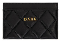 DARK Leather Quilted Card Holder Black