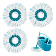 Set med 3 Ersättningshuvuden för Leifheit Clean Twist Disc Mop Micro Set, 2-Fiber System för Rund Golvmopp, Kompatibel med Leifheit Clean Twist M Mop