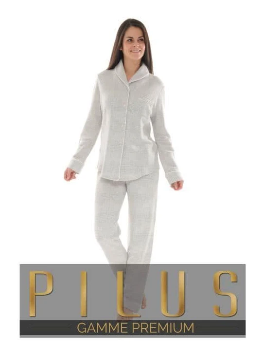 Pyjama Lång Grå Ada Pyjama Lång 7032 - PILUS - Kvinna - Grå - Vinter 2023
