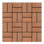 WPC Trallplattor 30x30 cm - 11 st för Uteplats och Balkong | Färg: Teak | 1 kvm