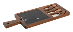 Ostbricka DKD Home Decor Svart Brun Marmor Akaciaträ (49 x 19 x 2 cm)