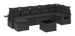 vidaXL Loungegrupp för trädgården med dynor 8 delar svart konstrotting