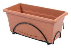 PLASTIKEN Jardiniere 60x20cm med bricka och balkstöd - Terracotta