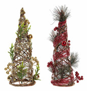 Julgran DKD Home Decor Rattan (2 pcs) (16 x 16 x 41 cm)