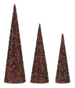 3 st Dekorationkoner Julgranar Multi-glitter 60 cm